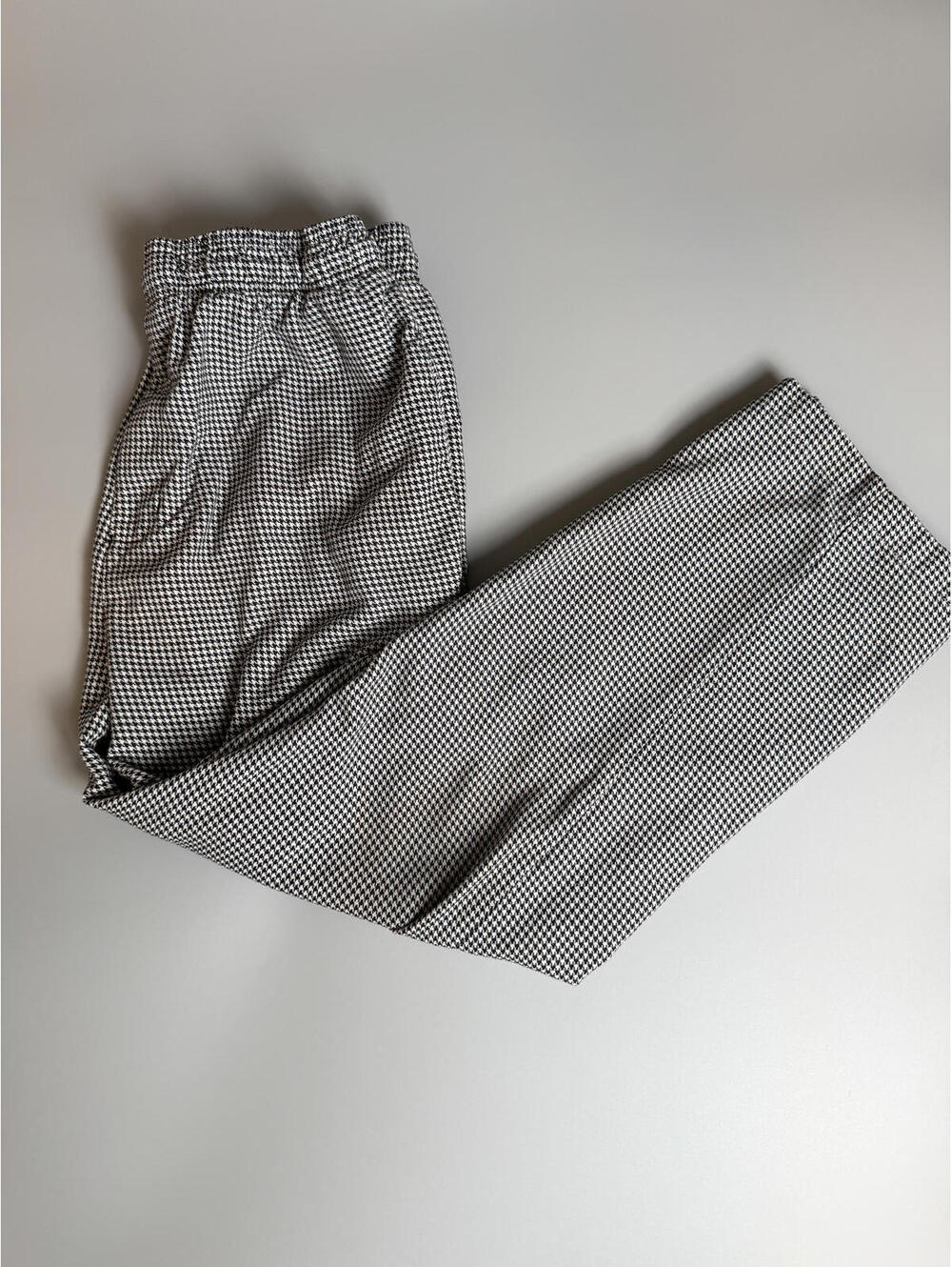 Vintage Houndstooth Wide Leg Pants, High Waisted Black & White Trousers